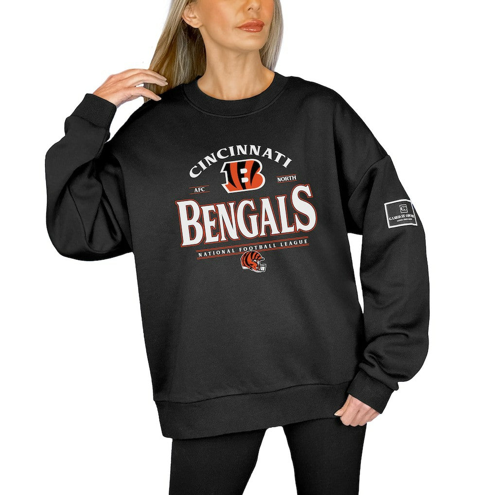 Cincinnati Bengals Gameday Couture Women's Oversized Players Only Black Label Pullover Sweatshirt - Black Pullover