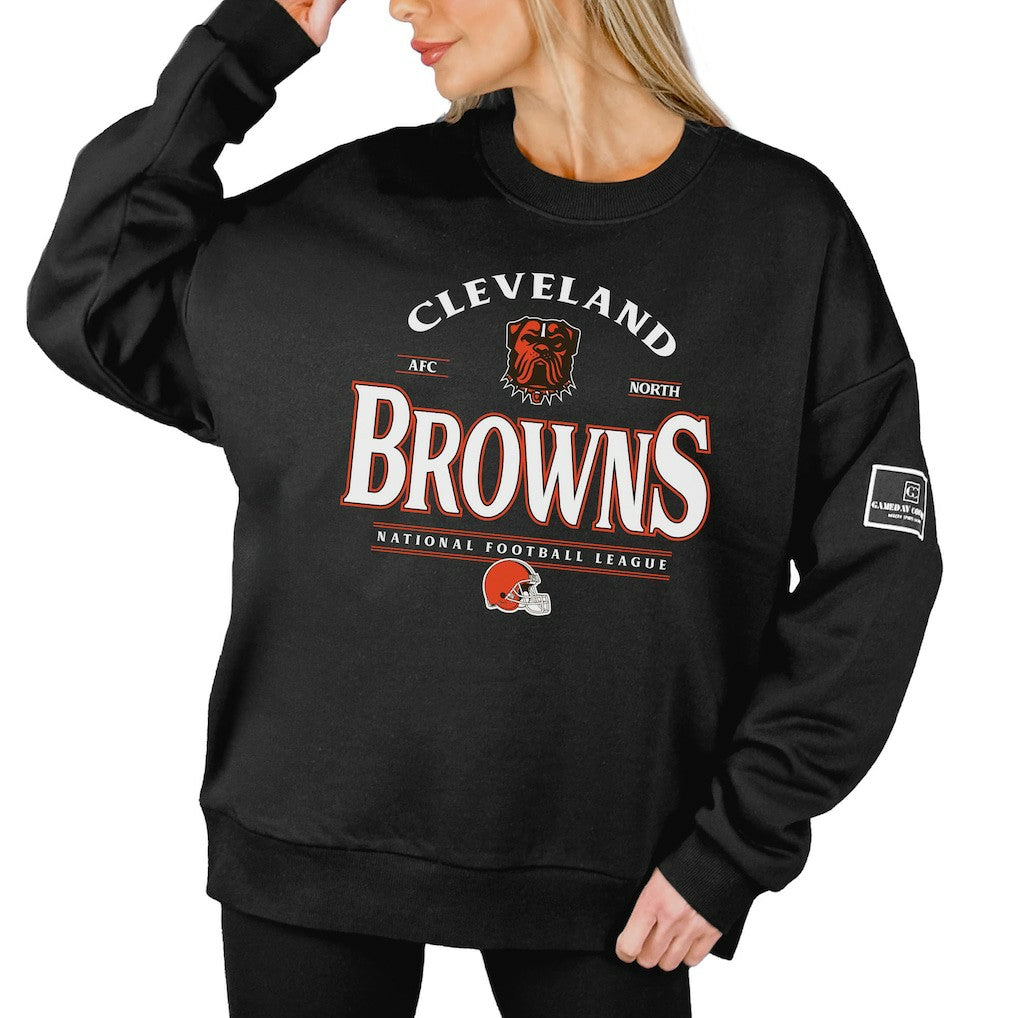 Cleveland Browns Gameday Couture Women's Oversized Players Only Black Label Pullover Sweatshirt - Black Pullover