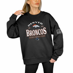 Denver Broncos Gameday Couture Women's Oversized Players Only Black Label Pullover Sweatshirt - Black Pullover