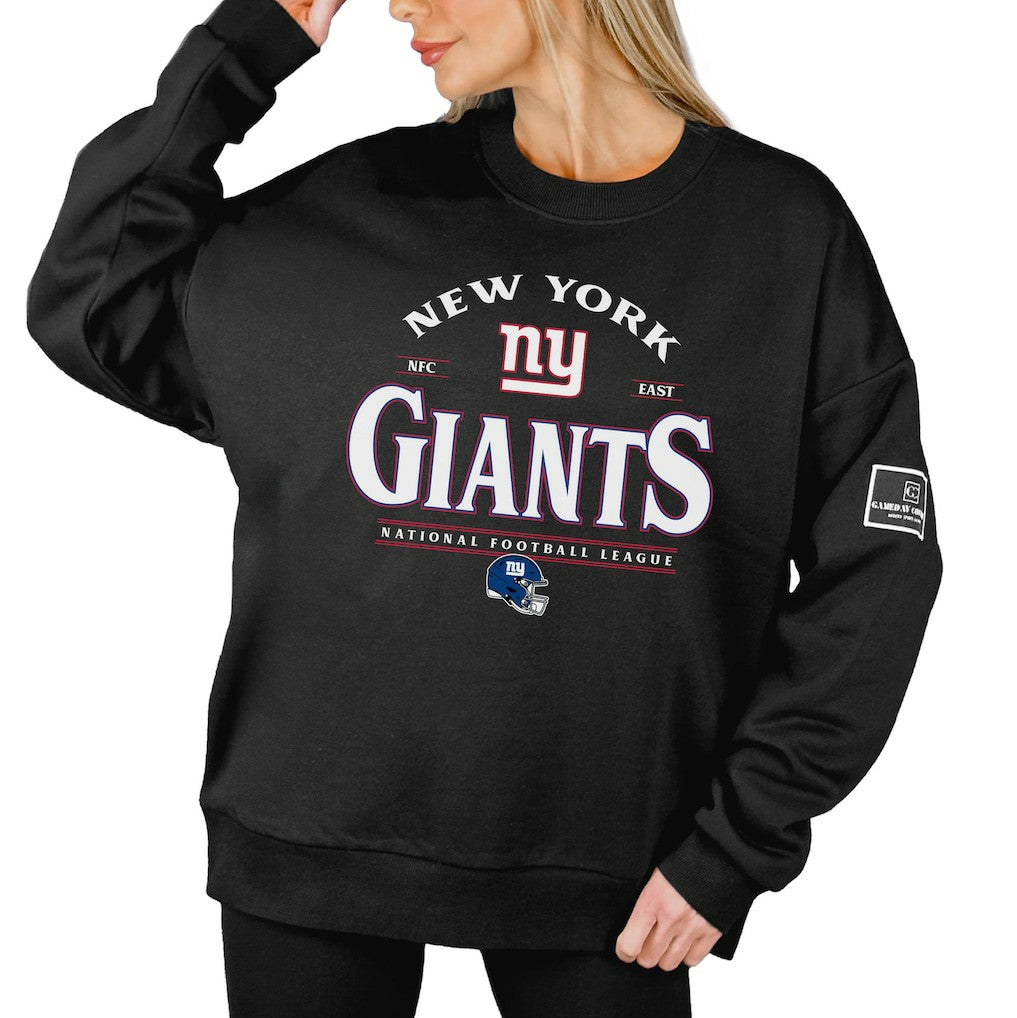 New York Giants Gameday Couture Women's Oversized Players Only Black Label Pullover Sweatshirt - Black Pullover