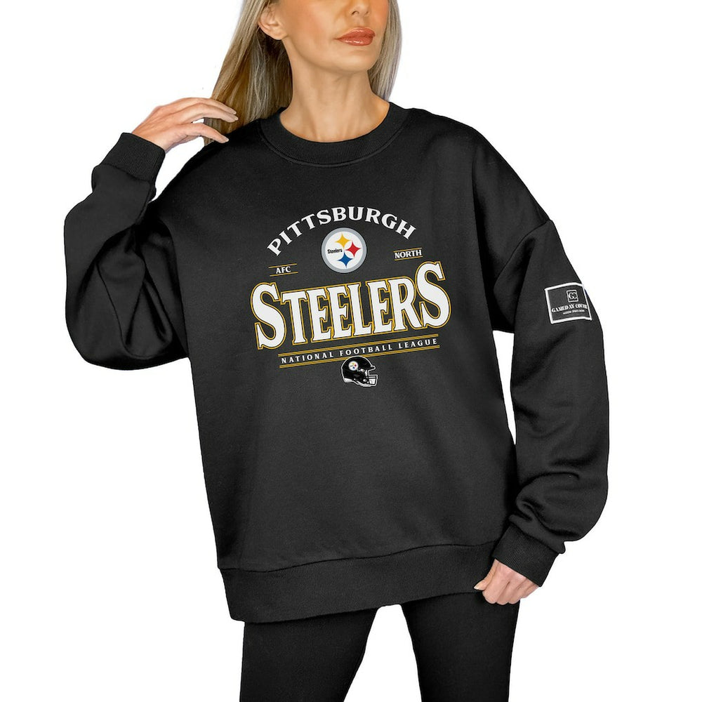 Pittsburgh Steelers Gameday Couture Women's Oversized Players Only Black Label Pullover Sweatshirt - Black Pullover