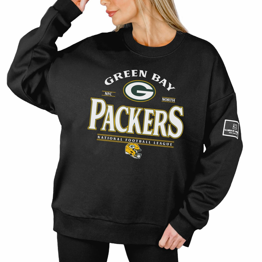 Green Bay Packers Gameday Couture Women's Oversized Players Only Black Label Pullover Sweatshirt - Black Pullover