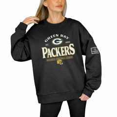 Green Bay Packers Gameday Couture Women's Oversized Players Only Black Label Pullover Sweatshirt - Black Pullover