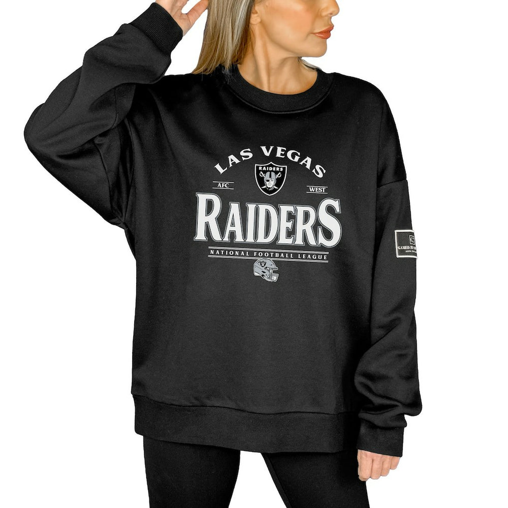 Las Vegas Raiders Gameday Couture Women's Oversized Players Only Black Label Pullover Sweatshirt - Black Pullover