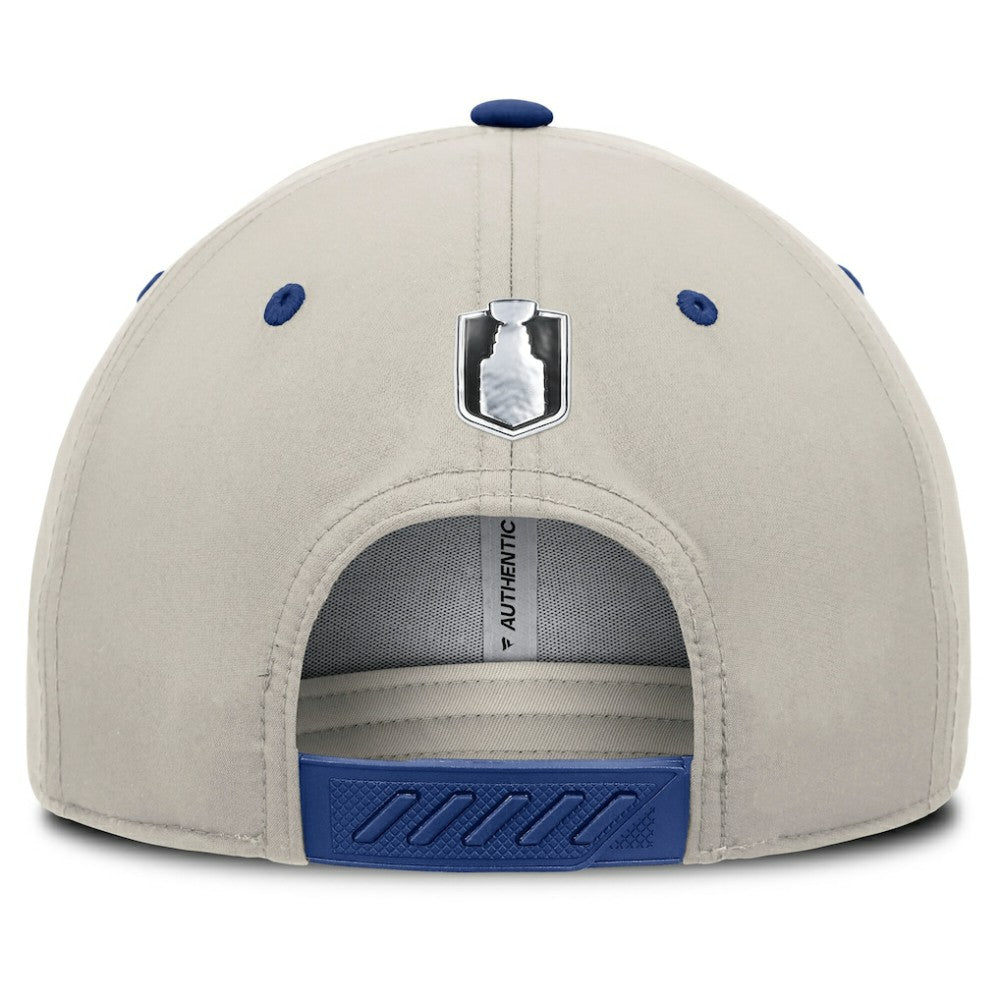 Toronto Maple Leafs Fanatics 2025 Stanley Cup Playoffs Locker Room Trucker Adjustable Hat - Blue/Gray | US 202986019