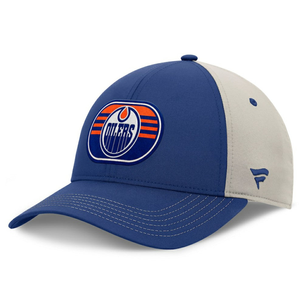 Edmonton Oilers Fanatics 2025 Stanley Cup Playoffs Locker Room Trucker Adjustable Hat - Royal/Gray | US 202986021