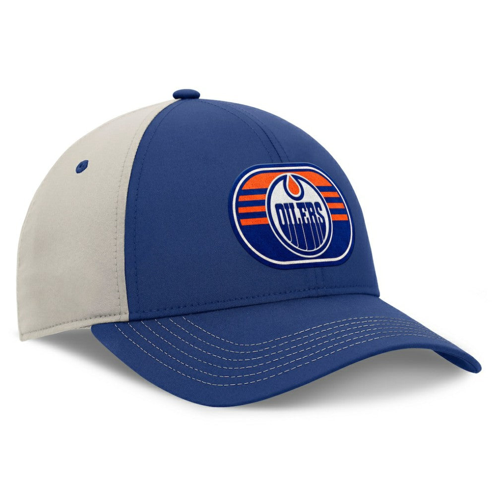 Edmonton Oilers Fanatics 2025 Stanley Cup Playoffs Locker Room Trucker Adjustable Hat - Royal/Gray | US 202986021