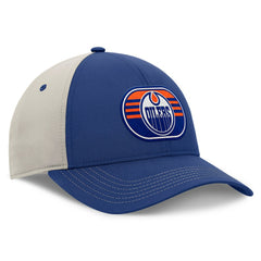 Edmonton Oilers Fanatics 2025 Stanley Cup Playoffs Locker Room Trucker Adjustable Hat - Royal/Gray | US 202986021