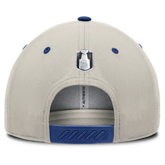 Edmonton Oilers Fanatics 2025 Stanley Cup Playoffs Locker Room Trucker Adjustable Hat - Royal/Gray | US 202986021
