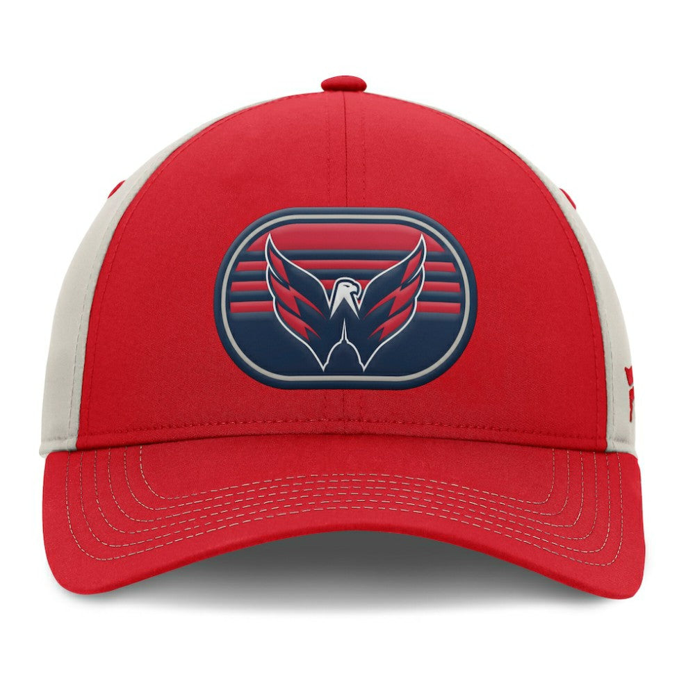 Washington Capitals Fanatics 2025 Stanley Cup Playoffs Locker Room Trucker Adjustable Hat - Red/Gray | US 202986026