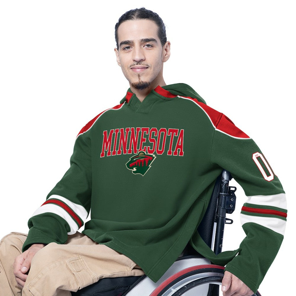 Minnesota Wild G-III Sports by Carl Banks Adaptive Wear Lord Stanley Hooded Long Sleeve Sweatshirt - Green | US 202986071