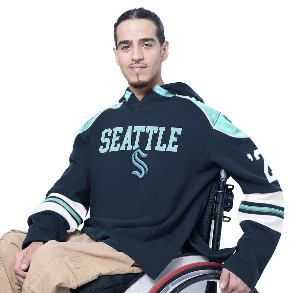 Seattle Kraken G-III Sports by Carl Banks Adaptive Wear Lord Stanley Hooded Long Sleeve Sweatshirt - Navy | US 202986074