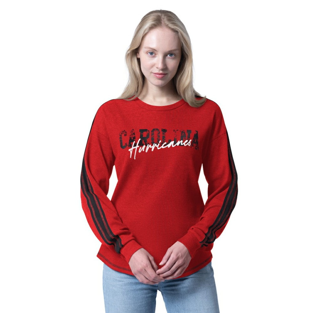 Carolina Hurricanes G-III 4Her by Carl Banks Women's Advantage Thermal Long-Sleeve Tri-Blend T-Shirt - Red | US 202986126