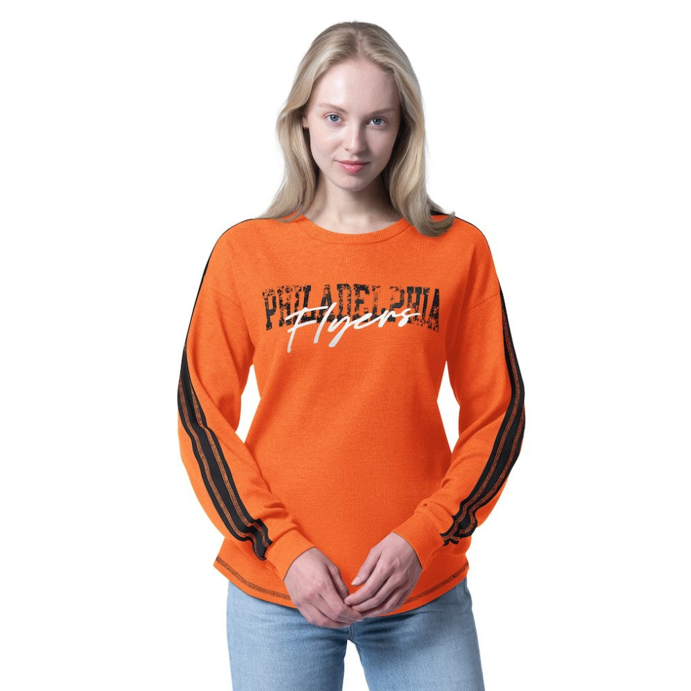 Philadelphia Flyers G-III 4Her by Carl Banks Women's Advantage Thermal Long-Sleeve Tri-Blend T-Shirt - Orange | US 202986130
