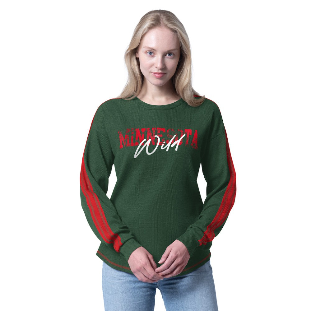 Minnesota Wild G-III 4Her by Carl Banks Women's Advantage Thermal Long-Sleeve Tri-Blend T-Shirt - Green | US 202986131
