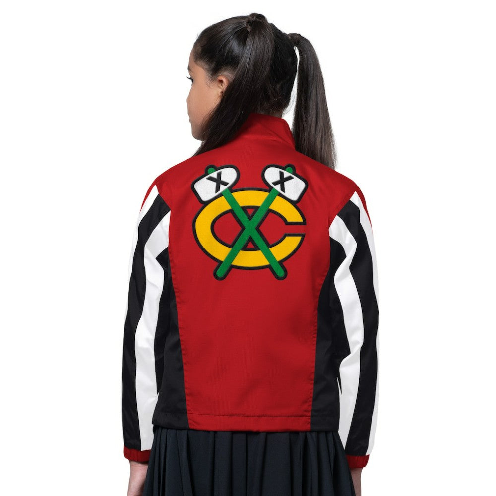 Chicago Blackhawks Starter Girls Key Player Half Zip Jacket - Black/Red | US 202986138