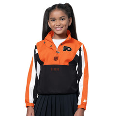 Philadelphia Flyers Starter Girls Key Player Half Zip Jacket - Orange/Black | US 202986139