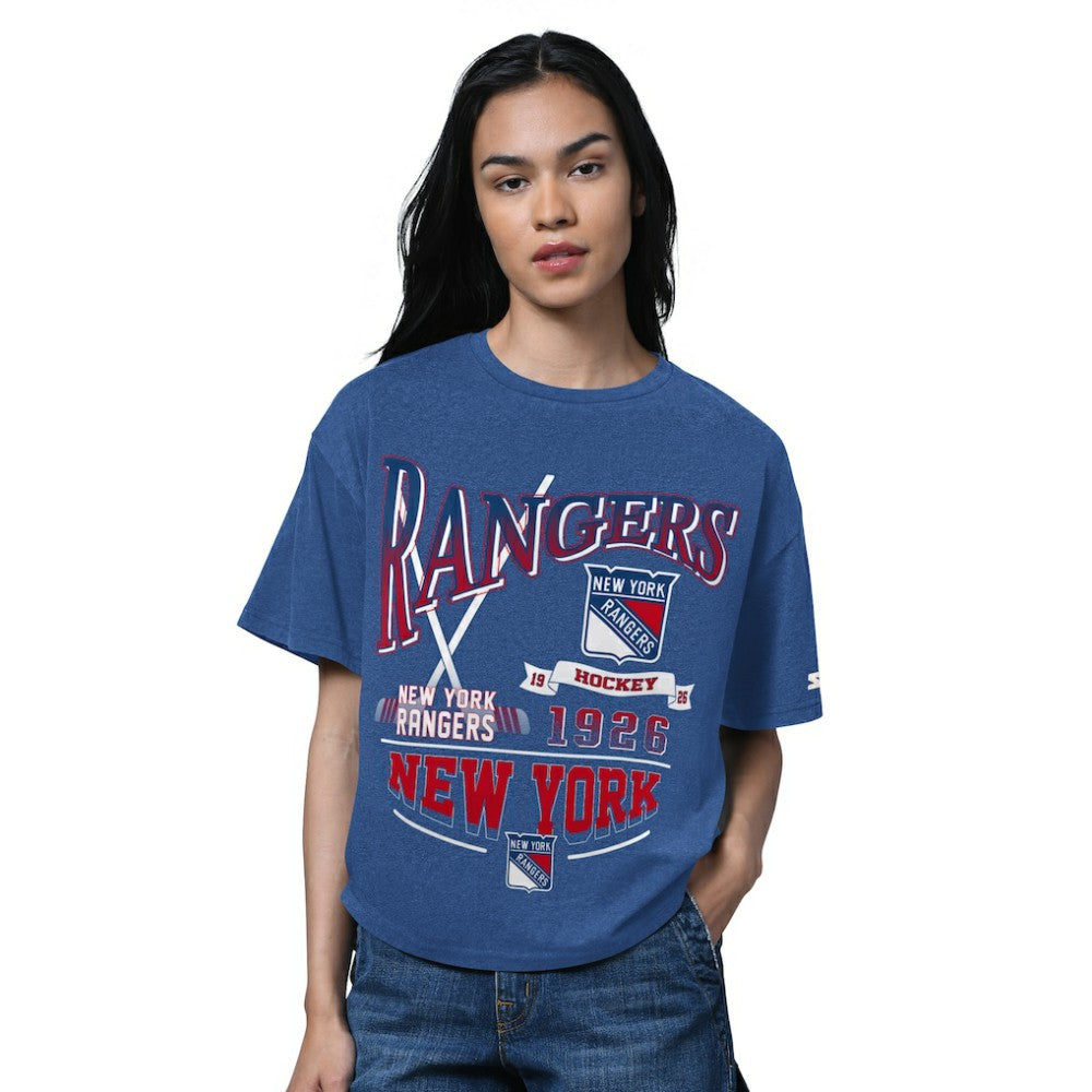 New York Rangers Starter Women's Oversized Hall of Fame T-Shirt - Heather Blue | US 202986145