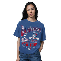 New York Rangers Starter Women's Oversized Hall of Fame T-Shirt - Heather Blue | US 202986145