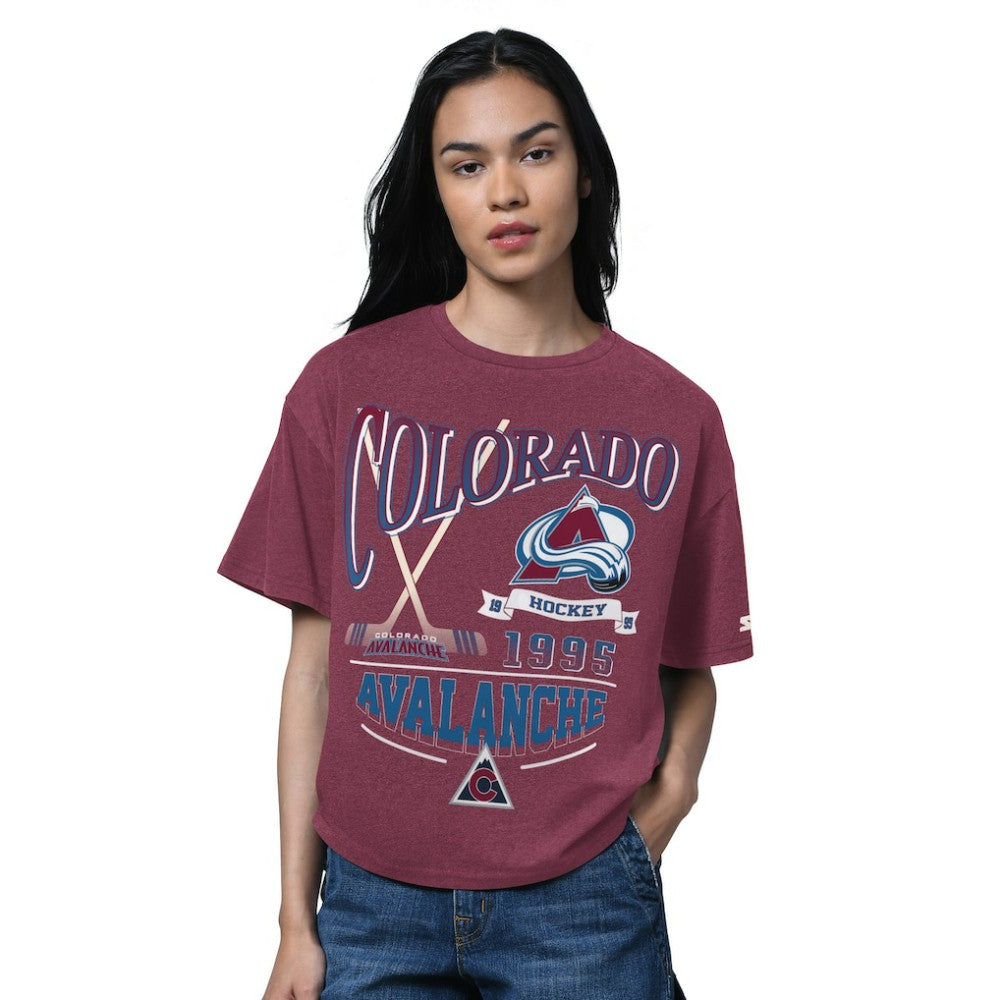 Colorado Avalanche Starter Women's Oversized Hall of Fame T-Shirt - Heather Burgundy | US 202986150