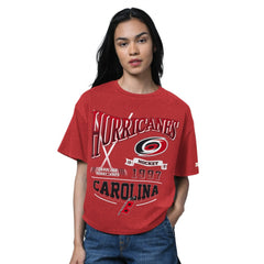 Carolina Hurricanes Starter Women's Oversized Hall of Fame T-Shirt - Heather Red | US 202986154