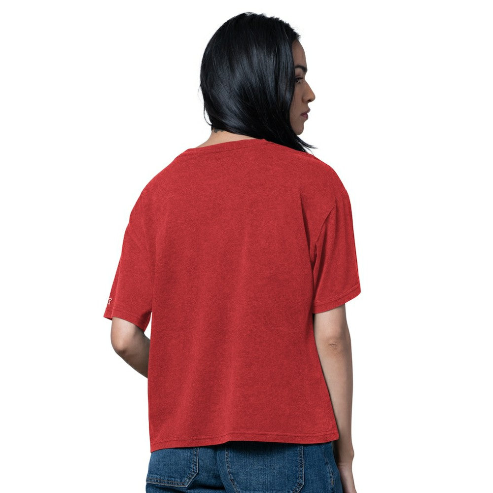 New Jersey Devils Starter Women's Oversized Hall of Fame T-Shirt - Heather Red | US 202986155