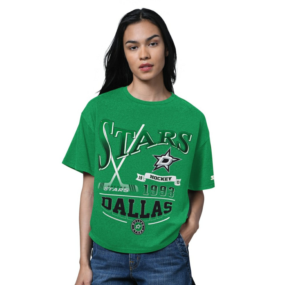 Dallas Stars Starter Women's Oversized Hall of Fame T-Shirt - Heather Kelly Green | US 202986156