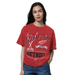 Detroit Red Wings Starter Women's Oversized Hall of Fame T-Shirt - Heather Red | US 202986157