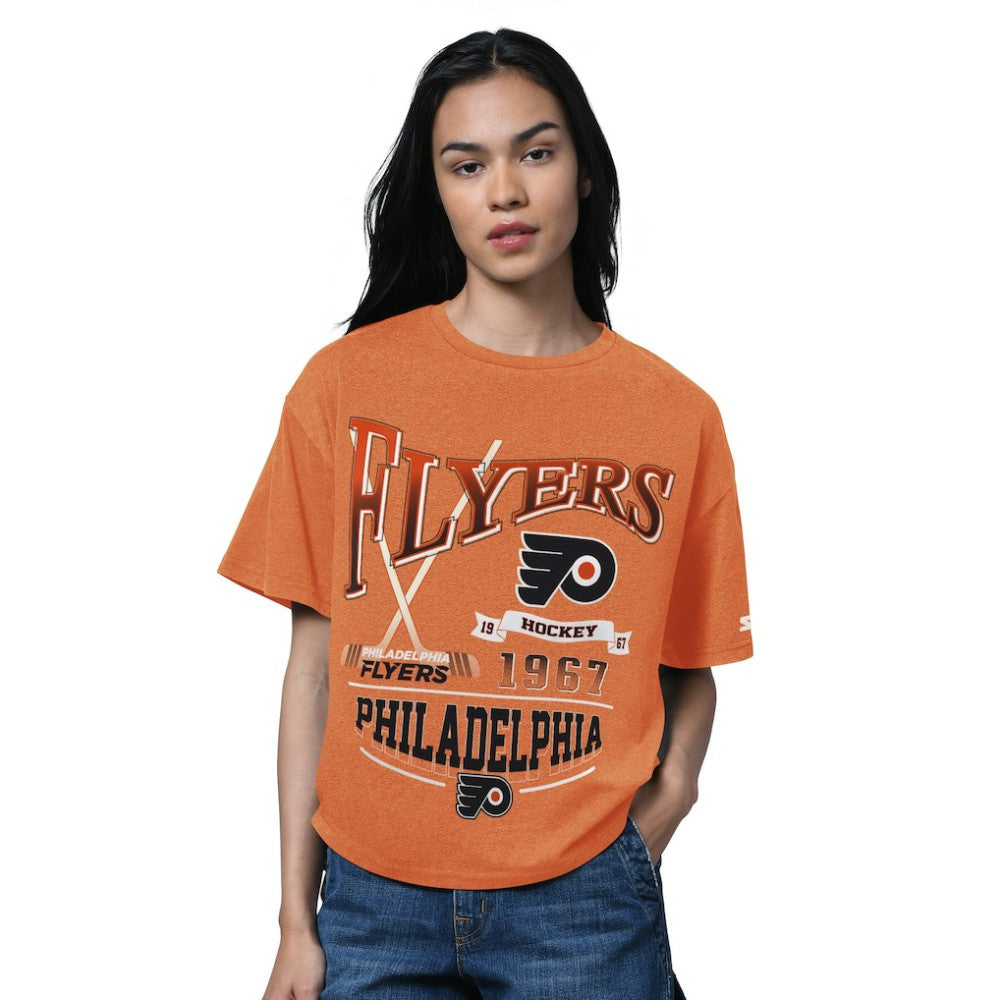 Philadelphia Flyers Starter Women's Oversized Hall of Fame T-Shirt - Heather Orange | US 202986159