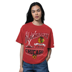 Chicago Blackhawks Starter Women's Oversized Hall of Fame T-Shirt - Heather Red | US 202986160