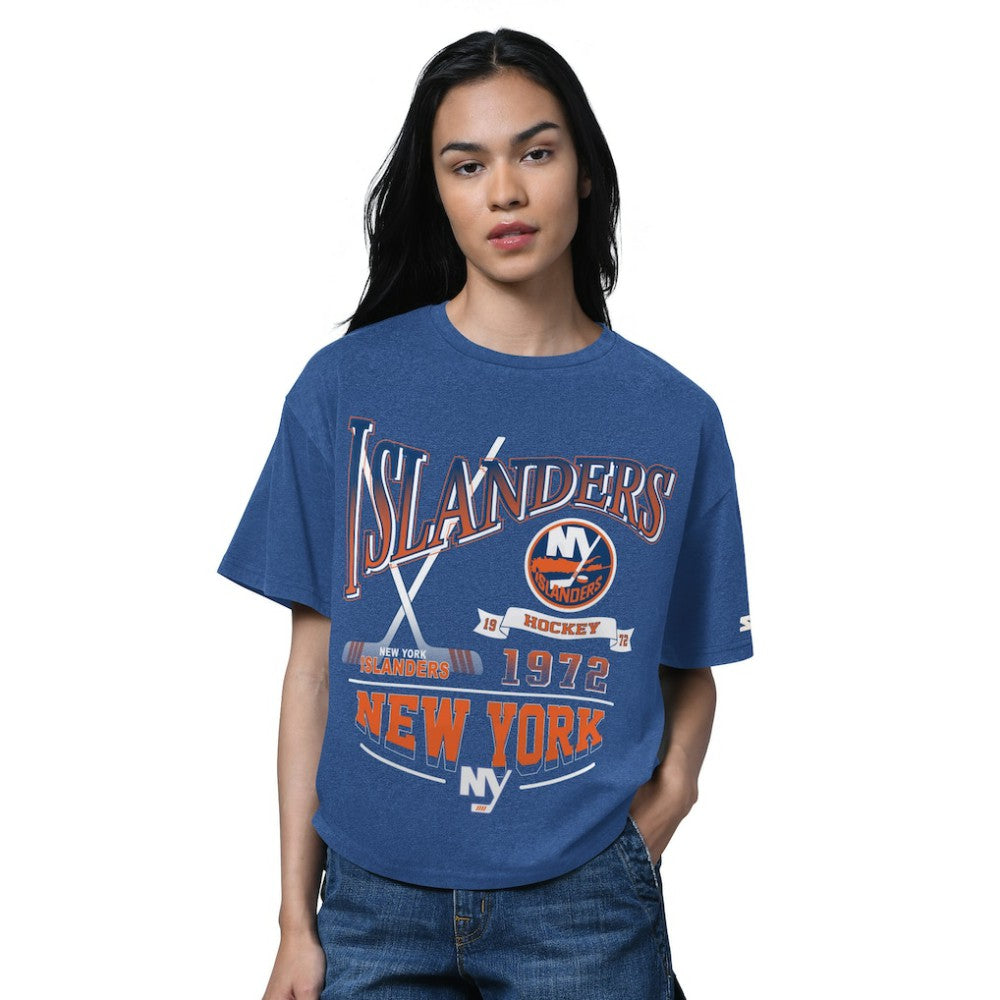 New York Islanders Starter Women's Oversized Hall of Fame T-Shirt - Heather Royal | US 202986161