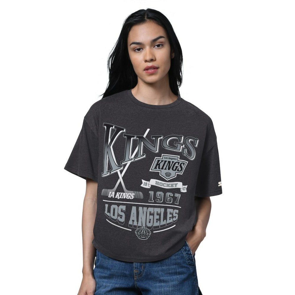 Los Angeles Kings Starter Women's Oversized Hall of Fame T-Shirt - Heather Black | US 202986162