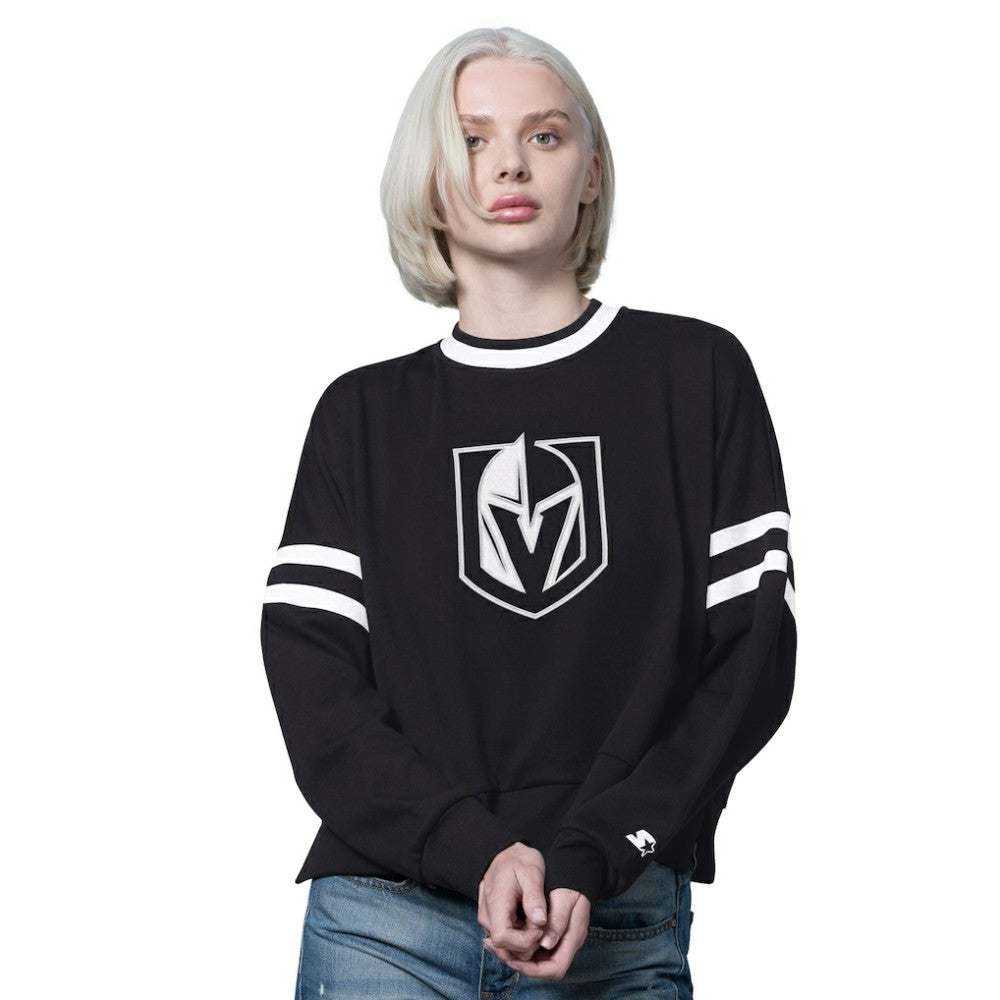 Vegas Golden Knights Starter Women's Rally Fleece Cropped Sweatshirt - Black | US 202986170
