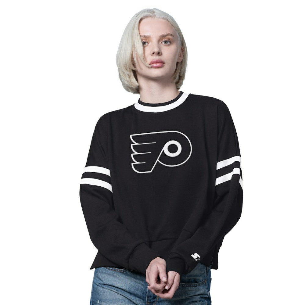Philadelphia Flyers Starter Women's Rally Fleece Cropped Sweatshirt - Black | US 202986174