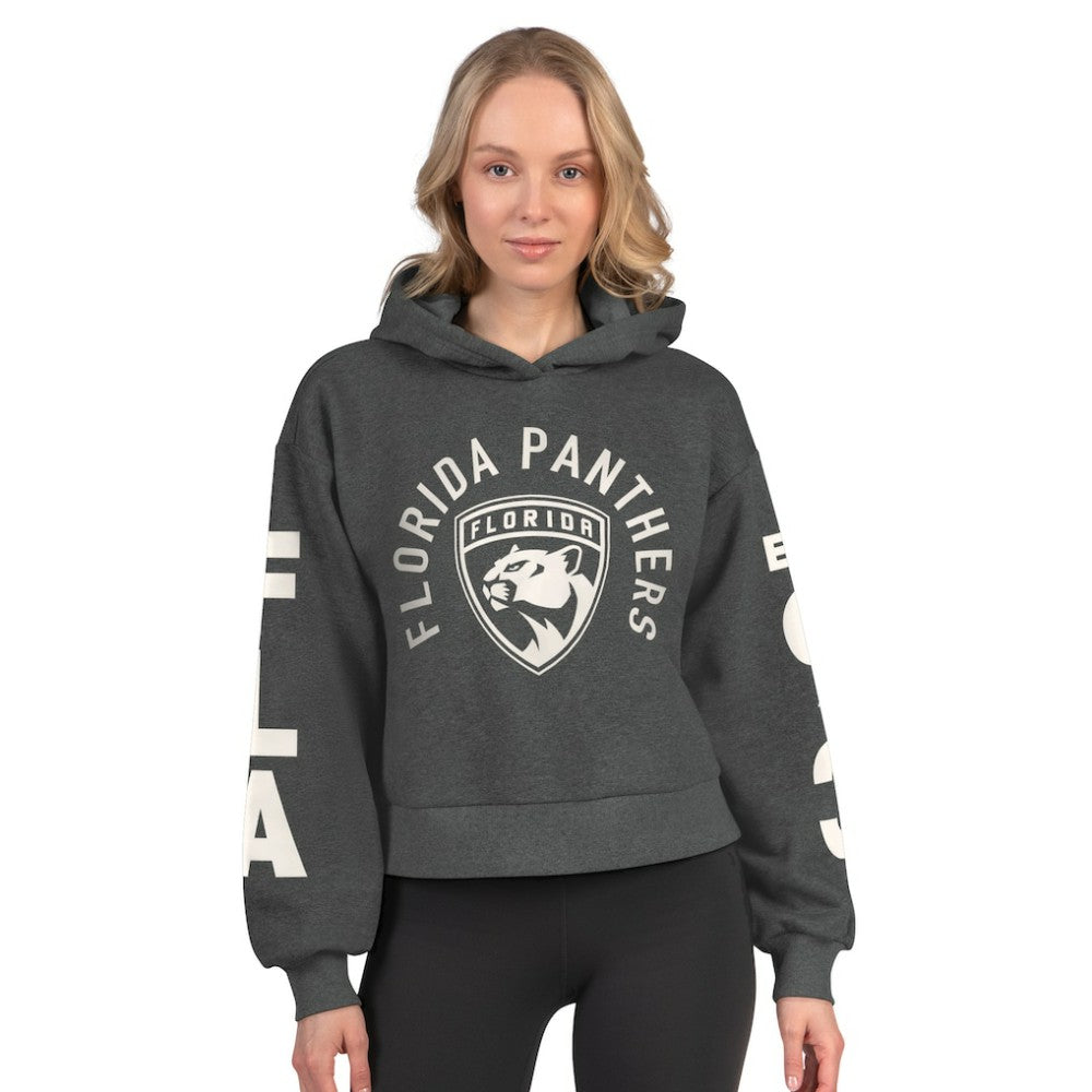 Florida Panthers Starter Women's Star Player Cropped Fleece Hoodie - Heather Charcoal | US 202986176