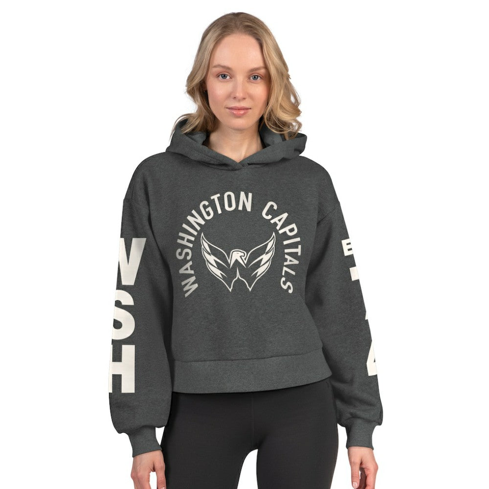 Washington Capitals Starter Women's Star Player Cropped Fleece Hoodie - Heather Charcoal | US 202986177