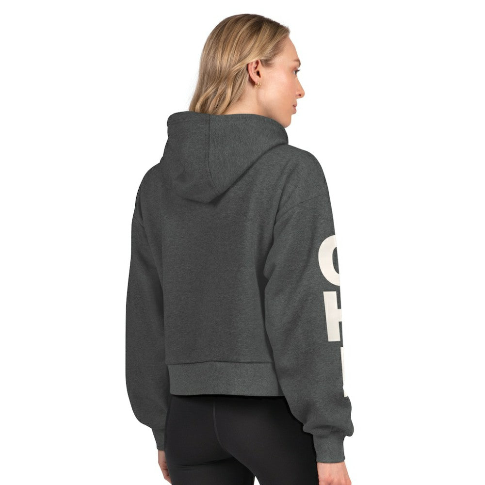 Chicago Blackhawks Starter Women's Star Player Cropped Fleece Hoodie - Heather Charcoal | US 202986180
