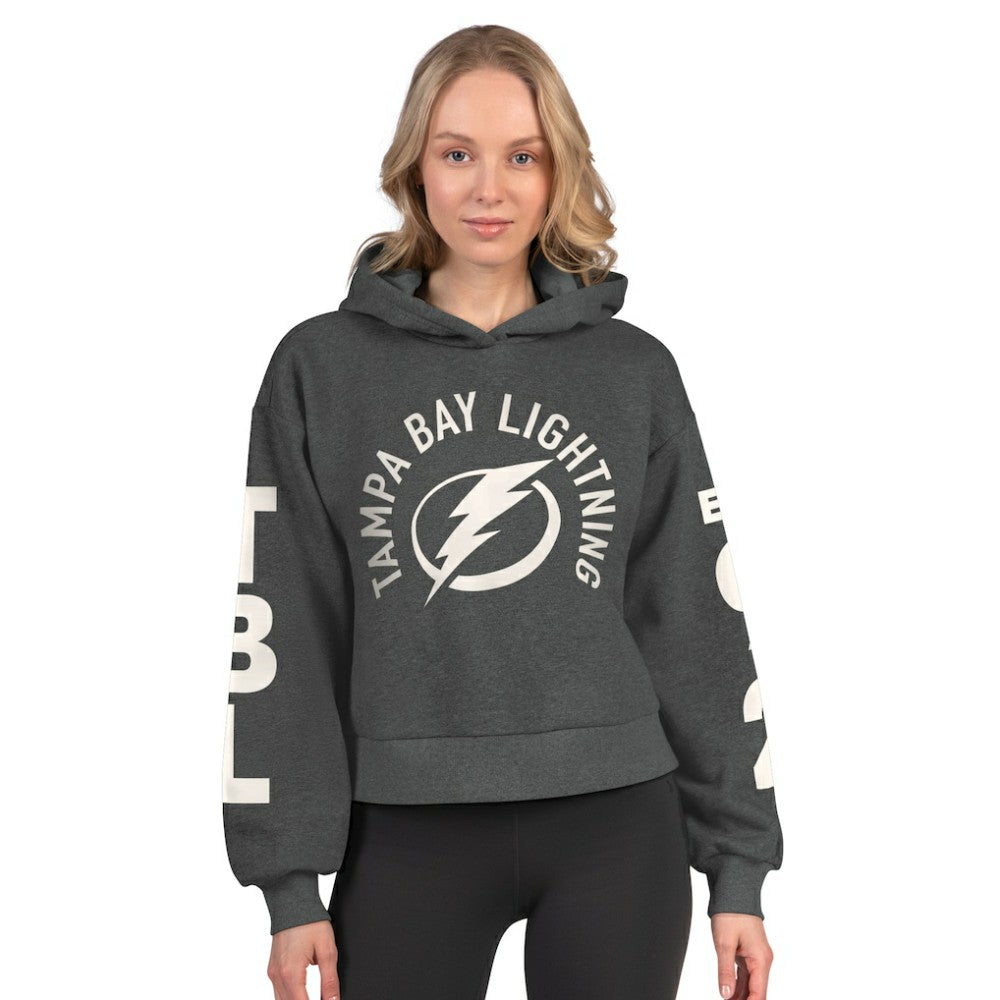 Tampa Bay Lightning Starter Women's Star Player Cropped Fleece Hoodie - Heather Charcoal | US 202986181