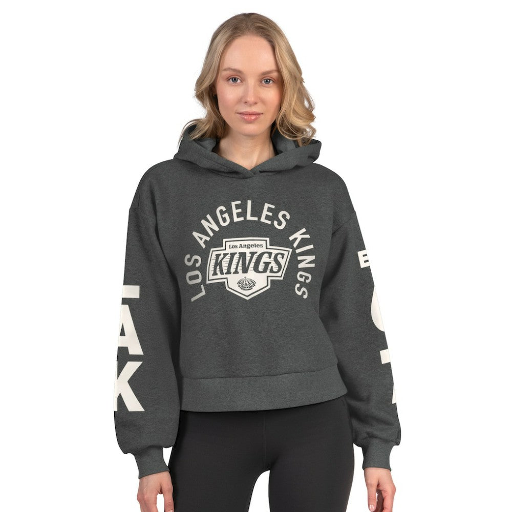 Los Angeles Kings Starter Women's Star Player Cropped Fleece Hoodie - Heather Charcoal | US 202986184