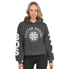Boston Bruins Starter Women's Star Player Cropped Fleece Hoodie - Heather Charcoal | US 202986185