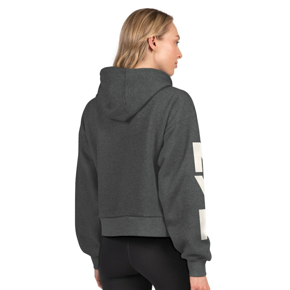 New York Rangers Starter Women's Star Player Cropped Fleece Hoodie - Charcoal | US 202986191
