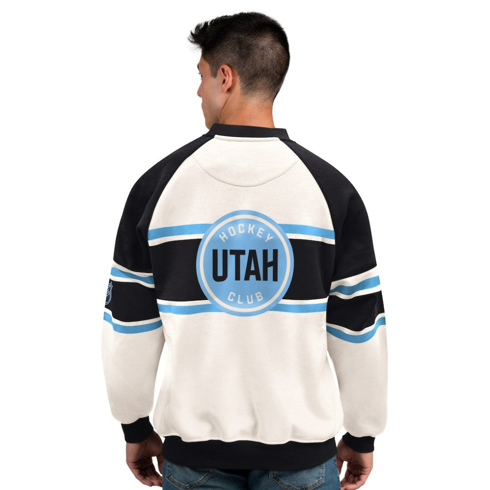 Utah Mammoth Starter Male Adult Defense Fleece Crewneck Sweatshirt - White | US 202986204