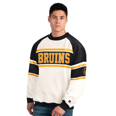 Boston Bruins Starter Male Adult Defense Fleece Crewneck Sweatshirt - White | US 202986207