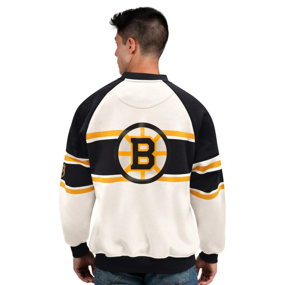 Boston Bruins Starter Male Adult Defense Fleece Crewneck Sweatshirt - White | US 202986207