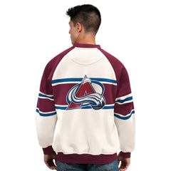Colorado Avalanche Starter Male Adult Defense Fleece Crewneck Sweatshirt - White | US 202986208