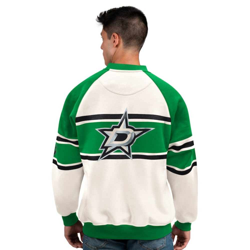 Dallas Stars Starter Male Adult Defense Fleece Crewneck Sweatshirt - White | US 202986209