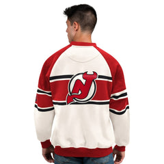 New Jersey Devils Starter Male Adult Defense Fleece Crewneck Sweatshirt - White | US 202986210