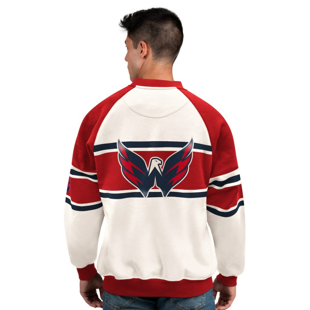 Washington Capitals Starter Male Adult Defense Fleece Crewneck Sweatshirt - White | US 202986211