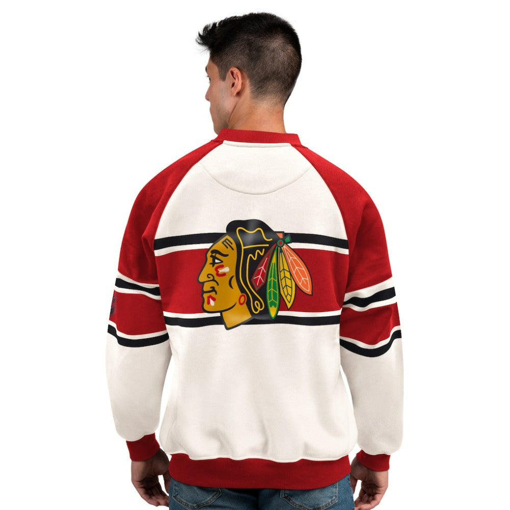 Chicago Blackhawks Starter Male Adult Defense Fleece Crewneck Sweatshirt - White | US 202986212