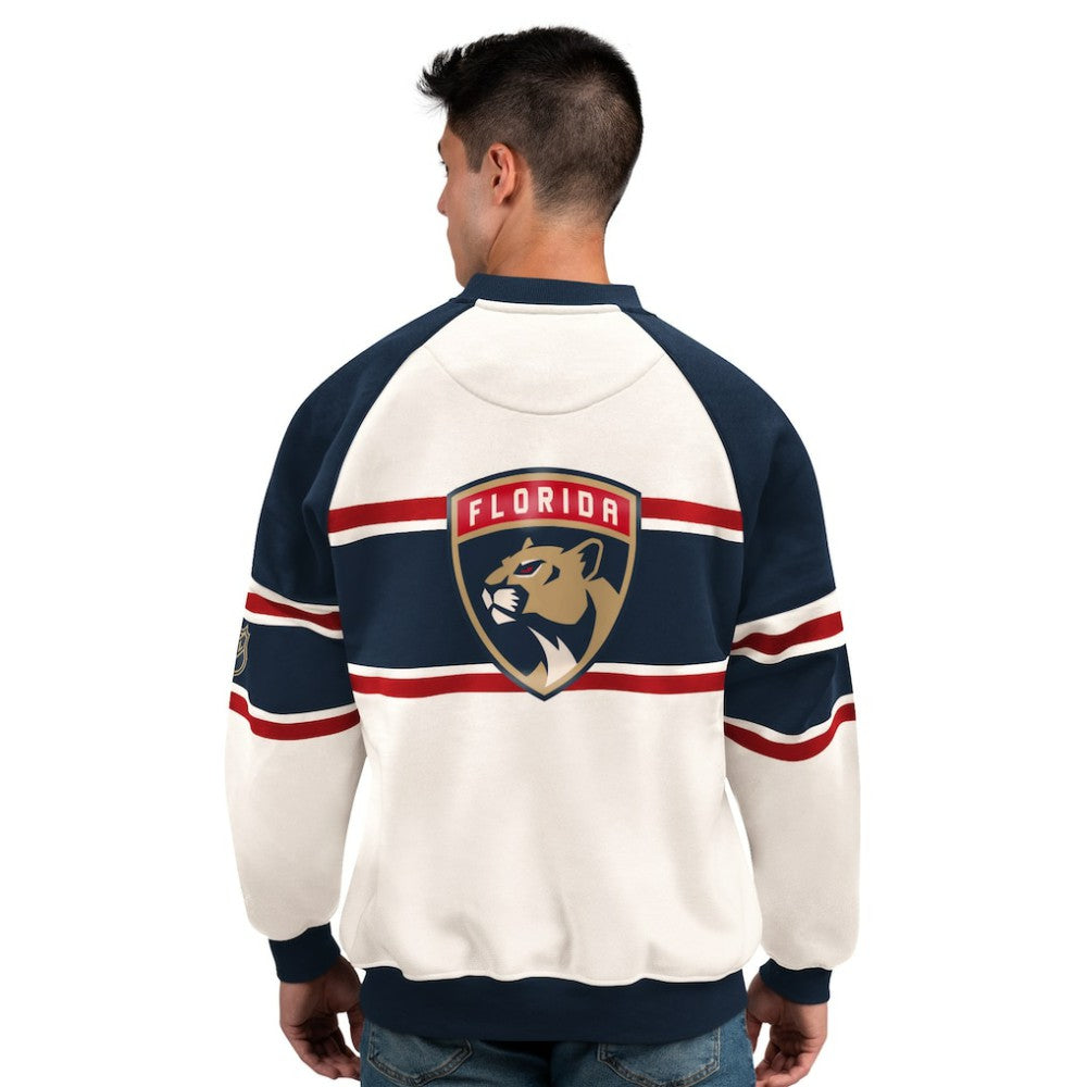 Florida Panthers Starter Male Adult Defense Fleece Crewneck Sweatshirt - White | US 202986213